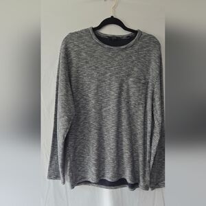 Vince Men's Stripe Long Sleeve Pocket Tee Navy Blue/White Size Large